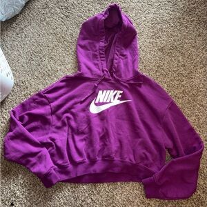 Nike Purple Cropped Hoodie with White Swoosh